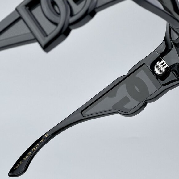 D&G DG6197 501/87 BRAND NEW Sunglasses Black Dark Grey Rectangle Unisex - Picture 9 of 12